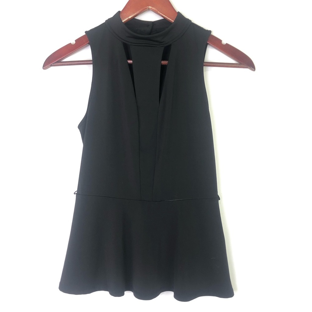 Guess Halter Top Sleeveless Cut Out XS Party Bodycon Belt Keyhole Black Evening